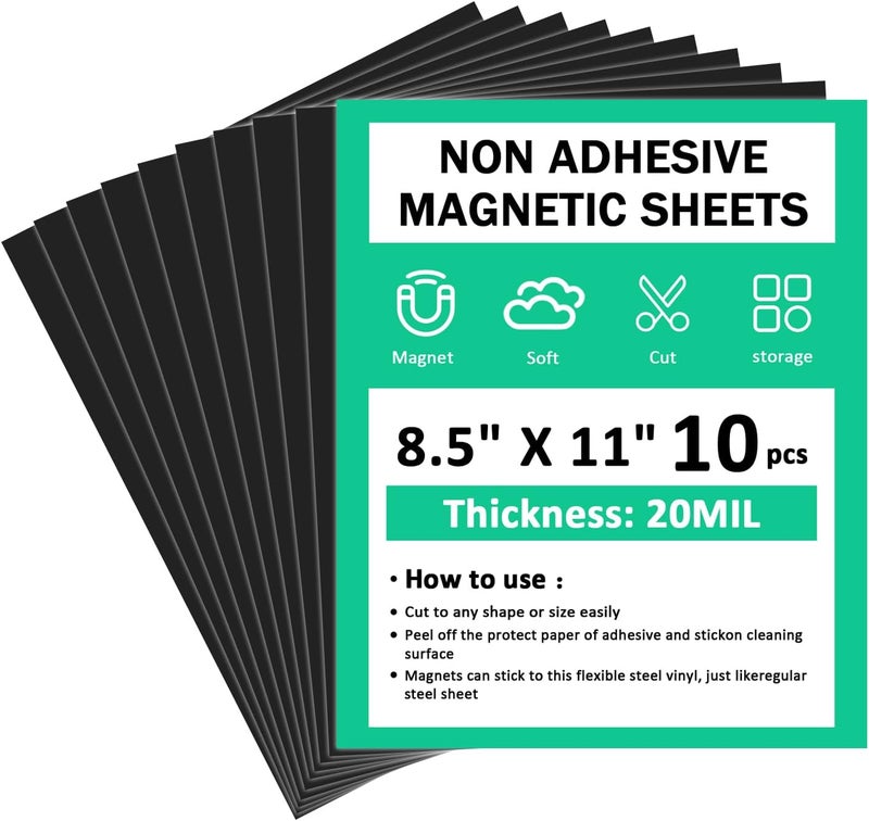 STTMGN Plain Magnet Sheets,10PCS,8.5''x11''Flexible Rubber Magnetic Sheet,20Mil Non-Adhesive Magnetic Sheet for Die Storage,Business Dignage,Car,Sticker,Craft Product,Souvenir,Refrigerator Sticker - Image 1